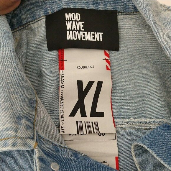 Mod Wave Movement Denim Jean Jacket Button Up XL - Picture 10 of 12